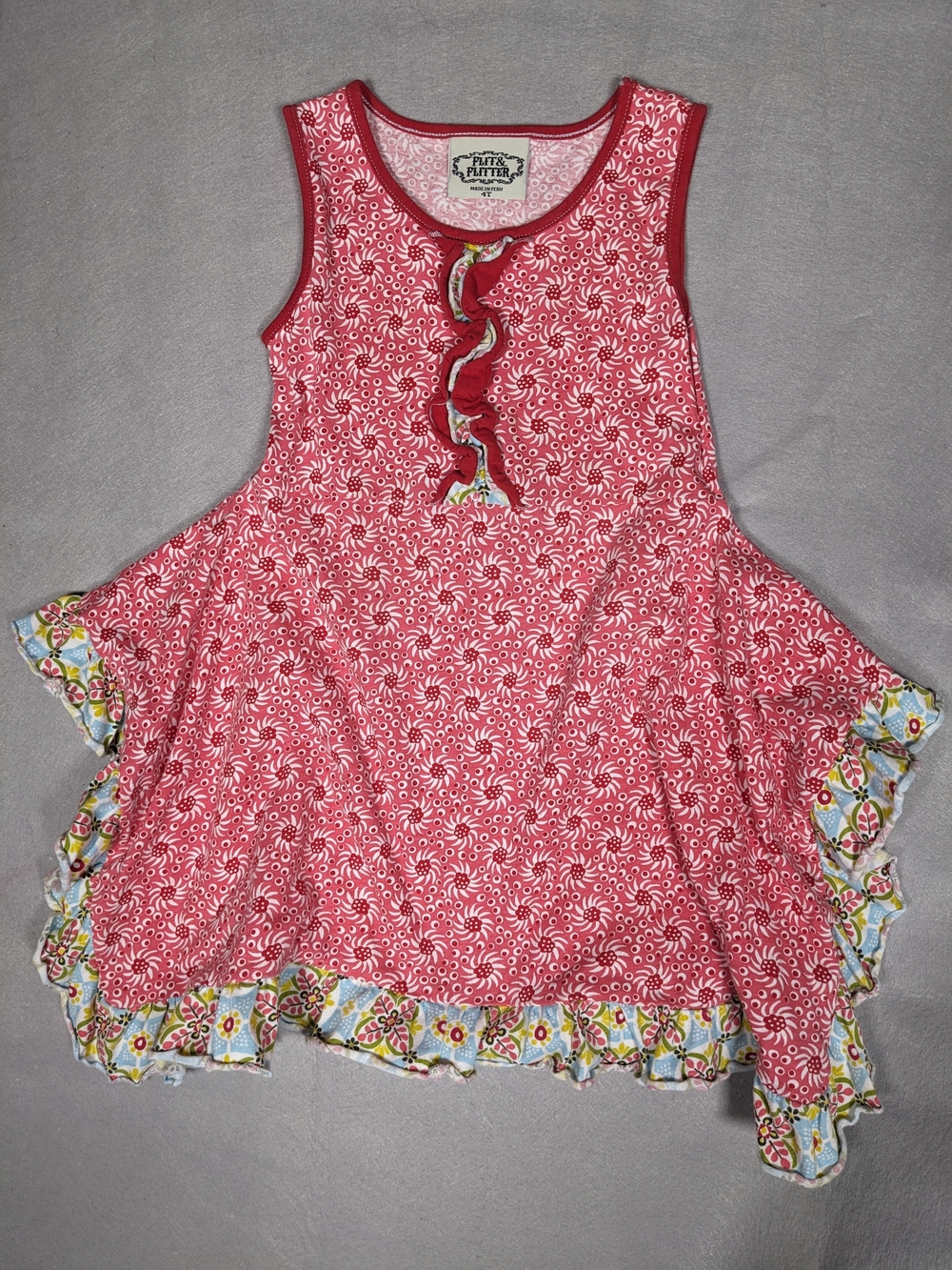 Pink Ruffle Hem Sleeveless Dress for Girls